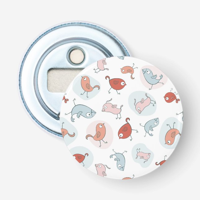 Décapsuleur motif avec des oiseaux de bande dessinée (Devant)