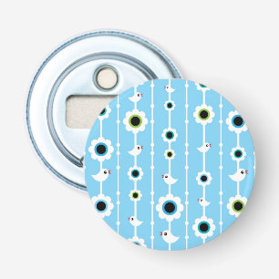 Décapsuleur motif bleu d'oiseau et de fleurs