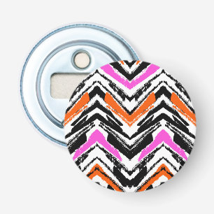 Décapsuleur Motif Chevron De Main Noire, Orange Et Rose