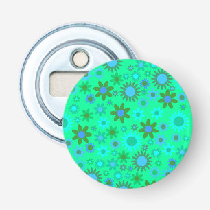 Décapsuleur Motif d'alimentation de fleurs vert brillant