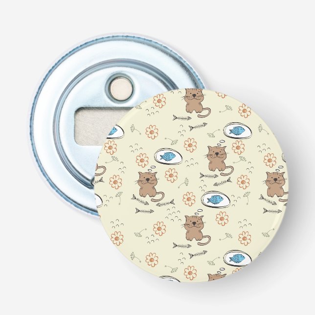 Décapsuleur motif de chat et de poissons (Devant)