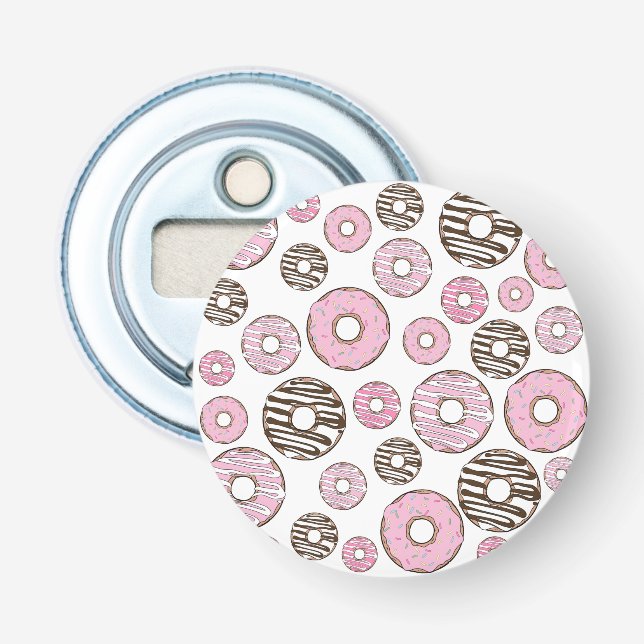 Décapsuleur Motif De Donuts, Donuts Roses, Donuts Blancs (Devant)