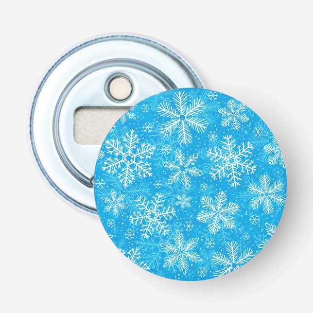Décapsuleur Motif de flocons blancs (Devant)