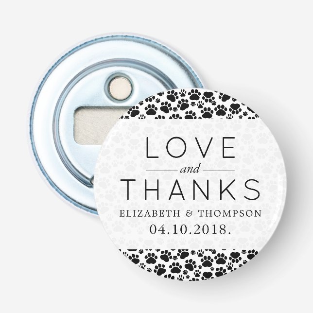 Décapsuleur Motif De Pâtes, Noir Et Blanc, Mariage (Devant)