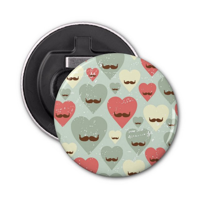 Décapsuleur Motif de Valentine avec le coeur et la moustache (Devant)