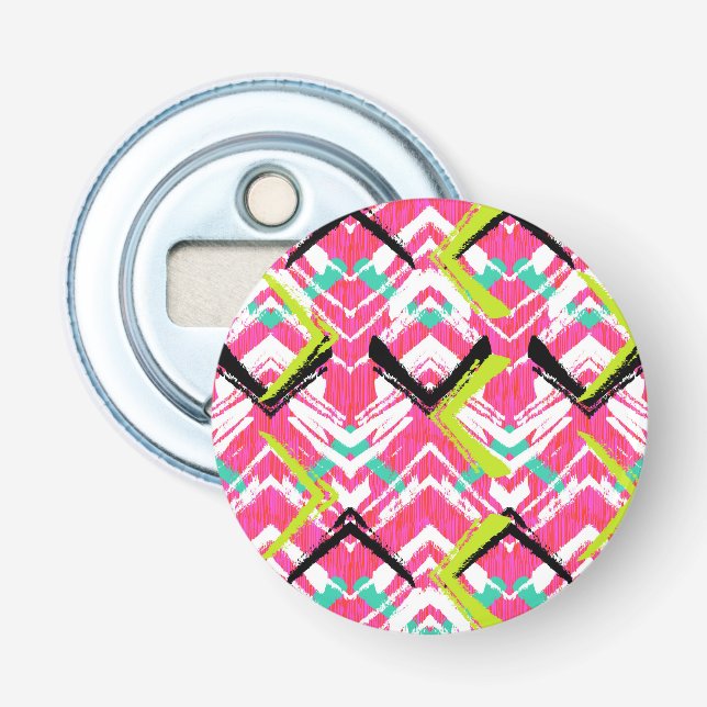 Décapsuleur Motif de zigzag rose tiré par la main (Devant)