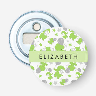 Décapsuleur Motif Des Eléphants Verts, Étoiles, Votre Nom