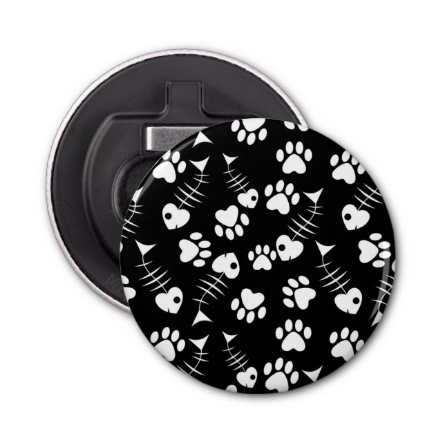 Décapsuleur motif d'impression de chat d'os de poissons (Devant)