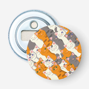 Décapsuleur Motif en diagonale du chat noir blanc gingembre