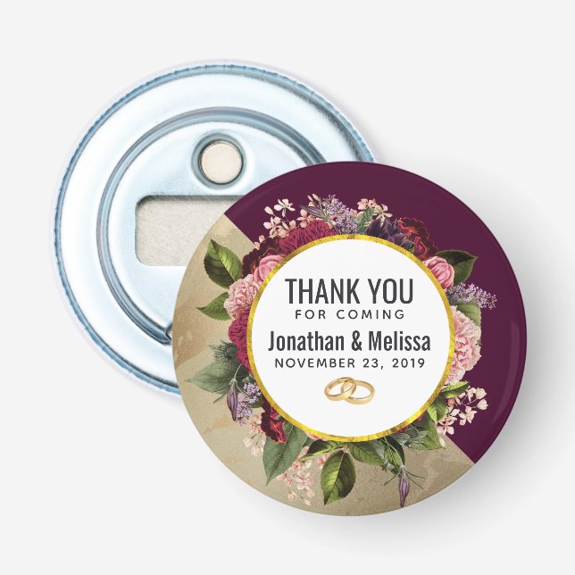 Décapsuleur Motif en marbre d'or et Mariage de fleurs de Bourg (Devant)