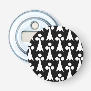 Décapsuleur Motif Ermine, Motif médiéval, Blanc sur Noir