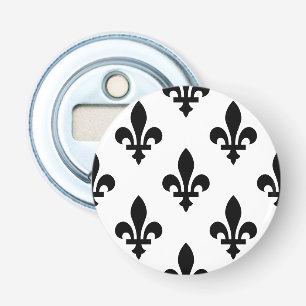 Décapsuleur Motif Fleur de Lis, Royal Français, Noir sur Blanc