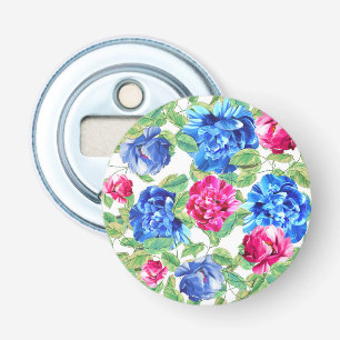 Décapsuleur Motif floral rose et bleu vif joli