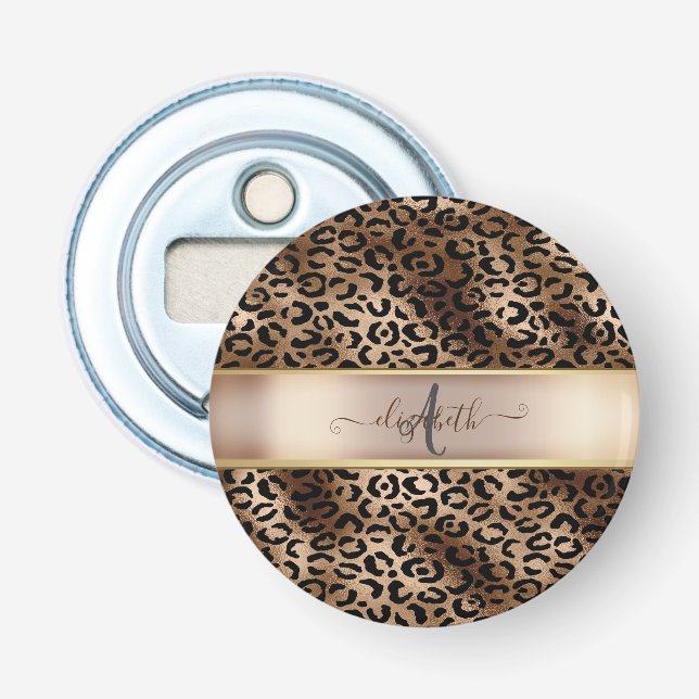 Décapsuleur Motif léopard Bronze Noir Monogramme (Devant)