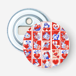 Décapsuleur Motif timbre de la Saint-Valentin vintage des anné
