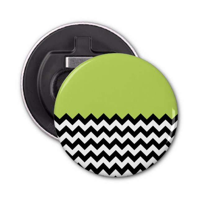 Décapsuleur Motif Zigzag noir et blanc, Chevron, Vert (Devant)