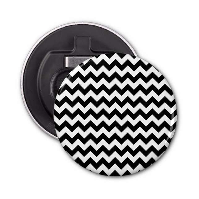 Décapsuleur Motif Zigzag noir et blanc, Motif Chevron (Devant)