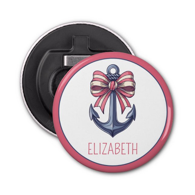 Décapsuleur Nautical Blue Anchor With Red and White Stripe Bow (Devant)