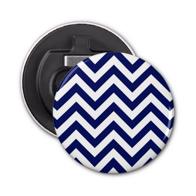 Décapsuleur Navy Blue and White Large Chevron Zig Zag (Devant)