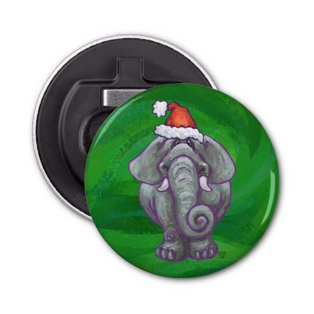 Décapsuleur Noël Eléphant Sur Vert (Devant)