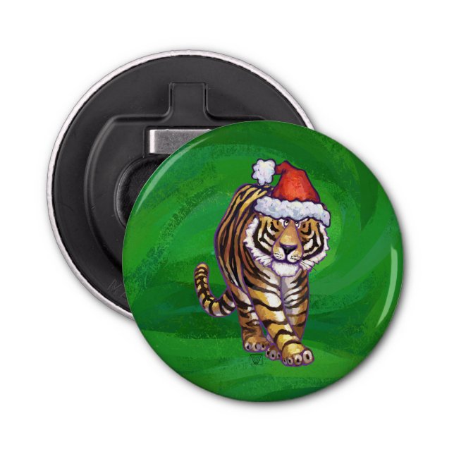 Décapsuleur Noël Tigre Sur Vert (Devant)