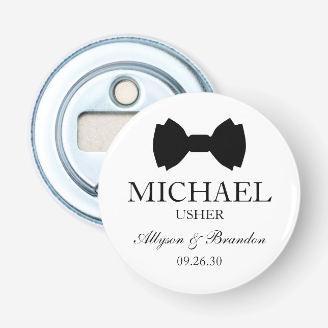 Décapsuleur Noeud papillon noir de garçon d'honneur (Devant)