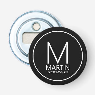 Décapsuleur Noir Moderne Personnalisé Monogramme&Nom Groomsmen