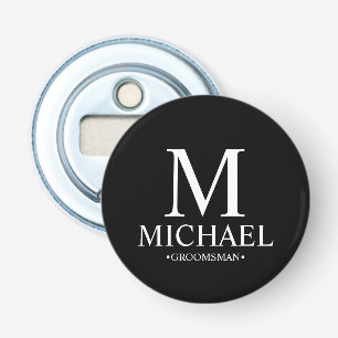 Décapsuleur Noir Nom du Groomsman et monogramme