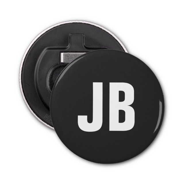 Décapsuleur Noir sobre simple et tendance initiales monogramme (Devant)