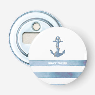 Décapsuleur Nom de bateau nautique,Ancre,Corde,Rayes bleu clai