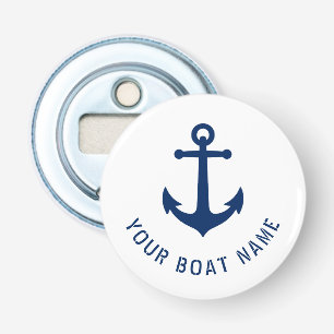 Décapsuleur Nom du bateau Ancre Vintage marine Bleu sur blanc