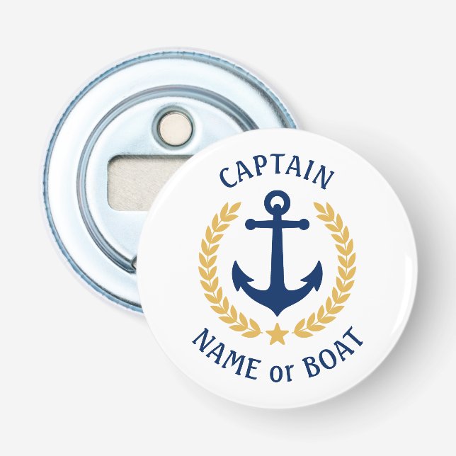 Décapsuleur Nom du bateau capitaine Ancre Gold Style Laurel Ro (Devant)