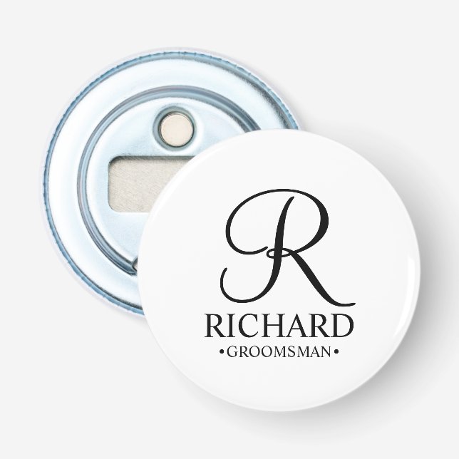 Décapsuleur Nom et monogramme du Groomsman personnalisé (Devant)