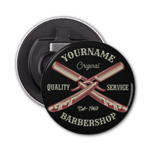 Décapsuleur NOM PERSONNALISÉ Barber Droit Razor Barbershop
