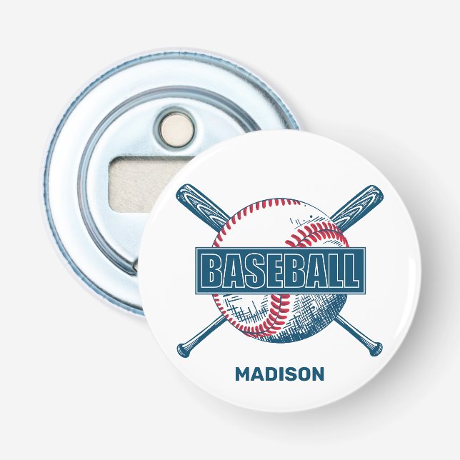 Décapsuleur Nom personnalisé Baseball (Devant)