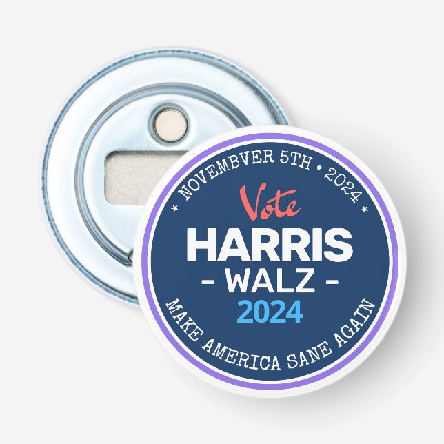 Décapsuleur Notre Make America Sane again Harris Walz 2024 (Devant)