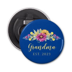 Décapsuleur Nouveau Grand-mère élégante Fleurs Bleues