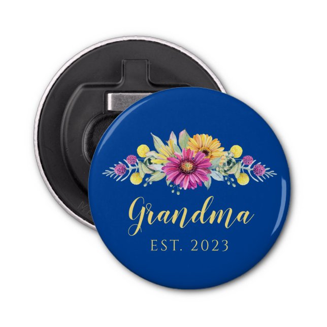 Décapsuleur Nouveau Grand-mère élégante Fleurs Bleues (Devant)