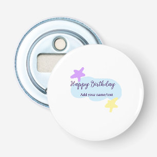 Décapsuleur Nuages bleus pastel étoiles violet joyeux annivers