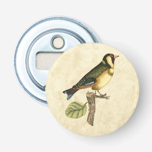 Décapsuleur Oiseau jaune et vert été perché sur une petite