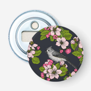 Décapsuleur Oiseaux et fleurs en noir