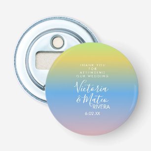 Décapsuleur Ombre Mariage Jaune Bleu Rose Merci