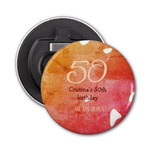 Décapsuleur Orange rouge 50 anniversaire ajouter nom date p
