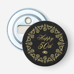 Décapsuleur Ornate Gold sur Black 50e anniversaire Mariage