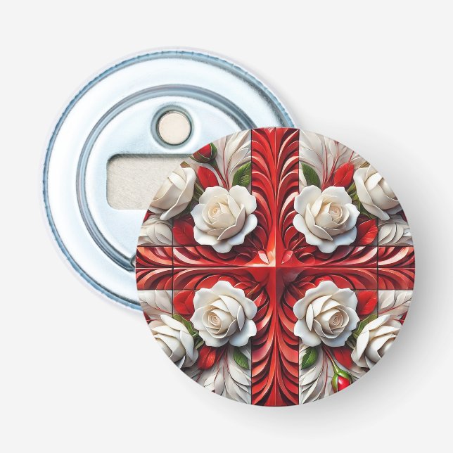 Décapsuleur Ouverture bouteille avec design Rose anglais (Devant)