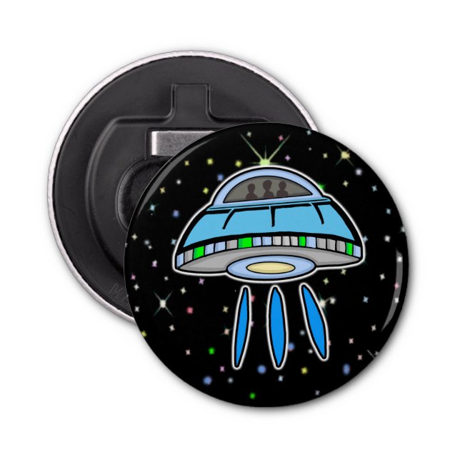 Décapsuleur OVNI bleu avec nuit étoilée Espace extra-atmosphér (Devant)