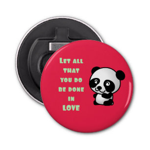 Décapsuleur Panda avec une citation d'amour inspirationnelle