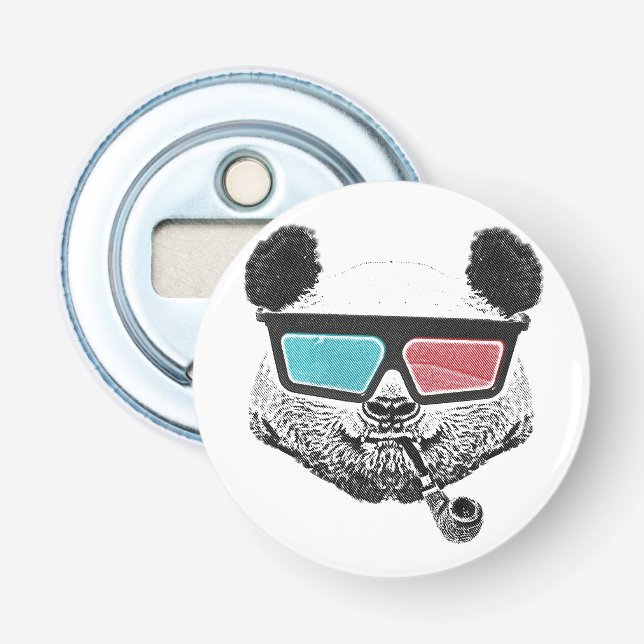 Décapsuleur Panda vintage lunettes 3D (Devant)