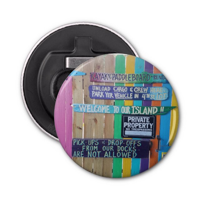 Décapsuleur Panneau coloré Welcome Island Carribean (Devant)