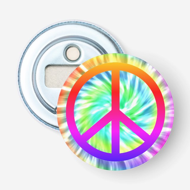 Décapsuleur Panneau de Paix de Tie Dye Aimant Bouteille Arrièr (Devant)